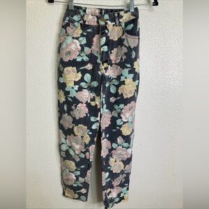 Vintage Bongo Jeans Made In USA Size 5 Dark Floral Pants Denim 90’s Whimsygoth